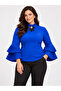 Ag Country Royal Brooch Detailed Pleated Flywheel Sleeve Plus Size Blouse