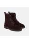 Women's Bitter Brown Lace Detailed Zippered Suede Boots