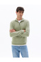 Celim - Pulover cu guler cu fermoar, Verde - 3