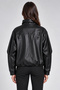 Women's Black Oversize Asymmetrical Zippered Faux Leather Jacket with Snap Detail - 5