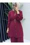 Women's Hijab Stylish Quality Burgundy Double Suit with Pants - 2