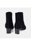 Women's Black Zippered Pointed Toe Heeled Suede Boots - 5
