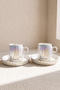 Ecroia Line Porcelain Coffee Cup Set for 2 People