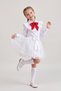 Girl's Red Scarf Polka Dot Ruffle Collar White Long Sleeve Shirt White Tutu Skirt October 29 April 23 Show Outfit - 2