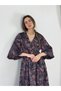 Lady Belted Double Breasted Balloon Sleeve Dress Women's Smoke - 3