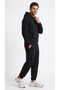Men's Black Hooded 3-Thread Sweatpants Set with Elastic Cuffs - 3
