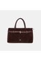 Women's Bitter Brown Belt Detailed Suede Textured Handbag