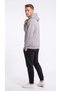 Men's Gray Cold-Resistant Hooded 3-Yarn Sweatshirt with Side Pockets - 4