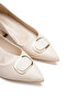 Women's Silvery Open-Back Thick Short Heeled Closed Evening Dress Shoes - 2