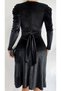 Women's Double-Breasted Collar Velvet Dress with Belt Detail - 2