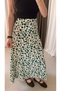 Floral Pattern Flared Skirt - Ld - Ecru & Emerald Green - 2