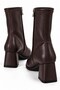 Pointed Toe Stretchy Heeled Boots Brown Skin - 5