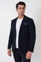 Slim Fit Flexible Woolen Navy Blue Jacket with Pocket Pockets C 745 - 4