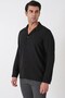 Comfort Fit Apaş Collar Foldable Sleeves Black Linen Shirt g 1613 - 3