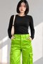 Manifest Women's Satin Pants Cargo Detail - 3