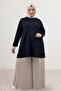 68100 Plus Size Modal Tunic with Button Detail on Sides and Sleeves - Black - 3