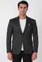 Slim Fit Pointed Collar Double Slit Stretchy Wool Black Jacket C 746