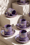 Plum Line Porcelain Coffee Cup Set for 6 People - 3