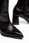 Women's Thick Heeled Black Crocodile Boots Unlined Pointed Tpu Sole with Stitched Surface - 2