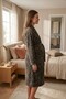 Leonia Maternity and Postpartum Leopard Patterned Fleece Dressing Gown with Pockets and Belted Piping Detail - 2