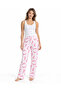 Women's Striped Blouse Patterned Strappy White Pajama Set - 2