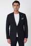 Comfort Fit Pocket Pocket Waffle Fabric Stretch Cotton Navy Blue Blazer Jacket C 739
