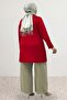 68100 Plus Size Modal Tunic with Button Detail on Sides and Sleeves - Burgundy - 4