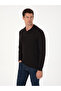 Black Slim Fit Cotton Blend Polo Collar Knit Sweater 50318949-Vr046 - 3