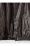 Two Mt Shop Quality Lcw Vision Brown Plain Oversize Women's Leather Look Jacket - 3