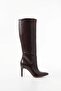 Zri̇nx-2004 Premium Brown Crocodile Pointed Toe Thin Heeled Women's Boots 9.5 cm - 2