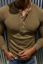 Zex Men's Waffle Textured Buttoned Judge/Henley Collar Basic Long Sleeve Top - 2