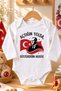 100% Cotton Ataturk Themed Baby Bodysuit with Long Sleeves, Printed with the Target You Showed When You Opened the Door