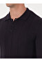 Navy Blue Slim Fit Cotton Blend Polo Collar Knit Sweater 50318949-Vr033 - 7