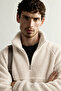 Mock Neck Zippered Pockets Raglan Sleeve Oversized Pattern Men's Fleece - 2