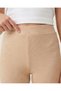 Senior Girls Beige Flared Ribbed Leggings - 4