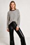 Oversize Striped Seasonal Sweater 4446 Lki̇0077 Ecru Black - 2