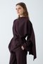 Women's Crew Neck Lace-Up Asymmetrical Tunic and Wide-Leg Pants Two-Piece Set - Plum - 2