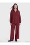 Two Mt Shop Quality Lcw Modest Burgundy Plain Loose & Baggy Women's Jacket - 5