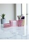 Desktop 3-Level Movable Perforated Document Rack and 3-Piece Powder Pink Pen Holder - 4