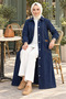 Women's Buttoned Pocketed Navy Blue Denim Cap - 6
