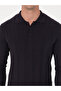 Navy Blue Slim Fit Cotton Blend Polo Collar Knit Sweater 50318949-Vr033 - 6