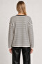 Oversize Striped Seasonal Sweater 4446 Lki̇0077 Ecru Black - 8