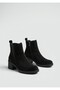D26Kb-1700 Genuine Leather with Rubber Detailing 6cm Thick Heel Boots for Women - 2