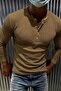 Zex Men's Waffle Textured Buttoned Judge/Henley Collar Basic Long Sleeve Top