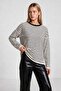 Oversize Striped Seasonal Sweater 4446 Lki̇0077 Ecru Black - 4