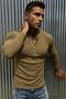 Zex Men's Waffle Textured Buttoned Judge/Henley Collar Basic Long Sleeve Top - 3