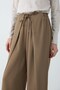 Women's High Waist Elastic Lace-Up Front Pleated Detailed Wide Leg Trousers - Khaki - 4