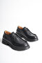 Women's Genuine Leather Light Sole Lace-Up Loafer Shoes - Black - 4