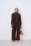 Women's Lace Detailed Gold Buttoned Knitwear Set Brown