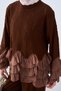 Women's Self-Patterned Ruffle Detail Knitwear Set Brown - 5